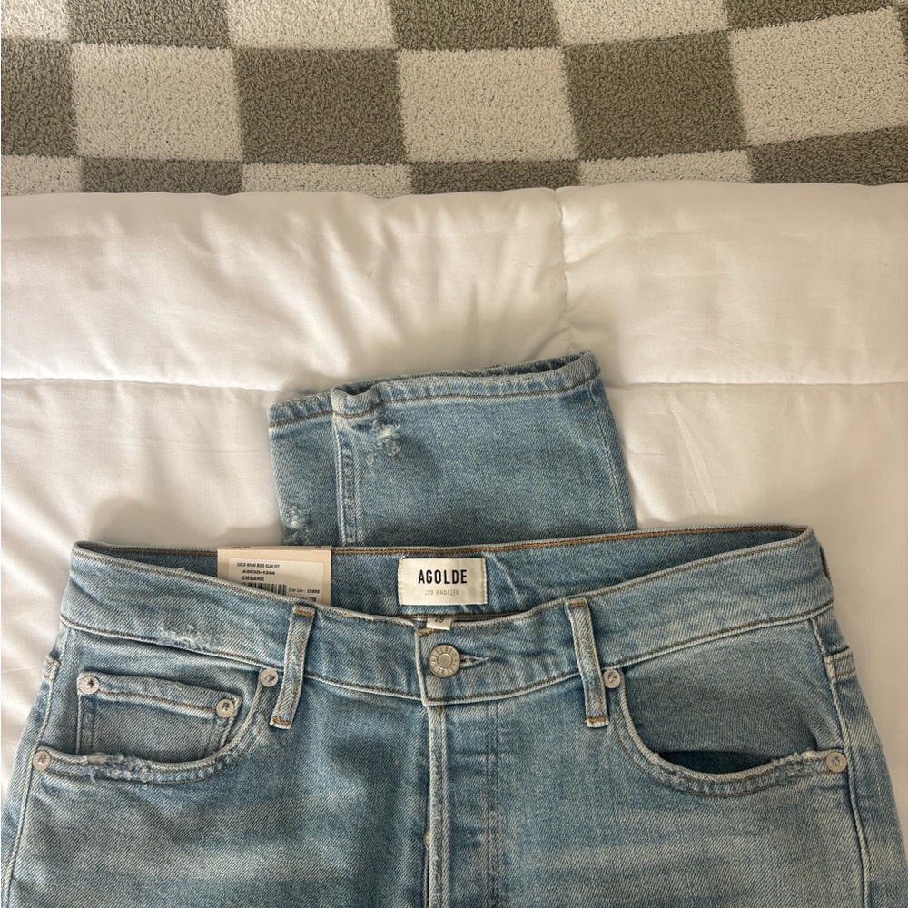 Agolde Nico High Rise Slim Fit Jeans in Light Blue